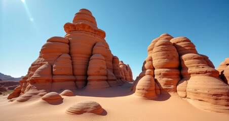 Scenic View of Eroded Sandstone Formations in a Remote Desert Landscape