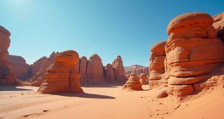 Scenic View of Eroded Sandstone Formations in a Remote Desert Landscape