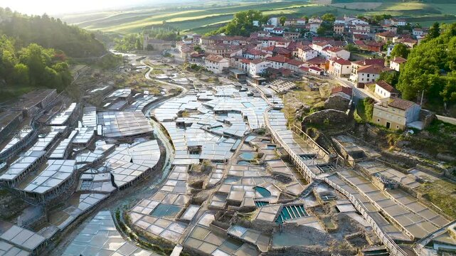 The salty valley of A&ntilde;ana, Spain, is an inland saline, which takes advantage of four salt water springs that flow from the surroundings, converging in this valley. 