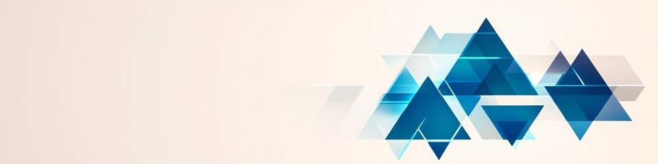 Blue Triangles Abstract Background, LinkedIn cover, copy space, AI Generated