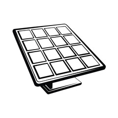 Simple black and white illustration of a solar panel