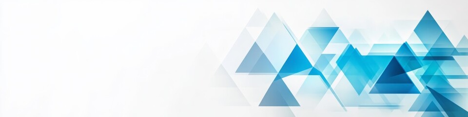 Blue Triangles Abstract Background, LinkedIn cover, copy space, AI Generated