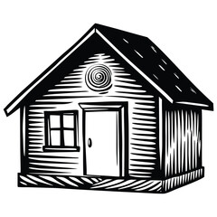 Simple house illustration with wood texture home building