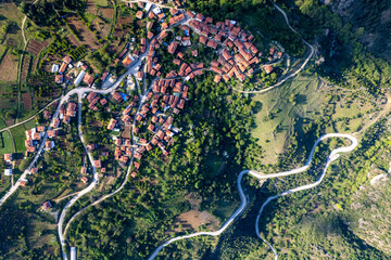 Gelemic Village in Keles District. Bursa, Turkey. Beautiful landscape with drone shot.