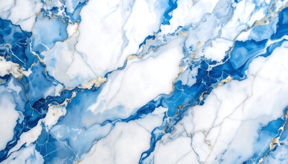 Obraz premium Luxury blue and white marble background with elegant gold veins. Abstract fluid art texture with a kintsugi-inspired design, modern and opulent wallpaper.