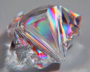 Colorful Iridescent Facet Crystal Closeup