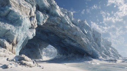 melting glacier with exposed rock underneath, erosion marks, warming planet 