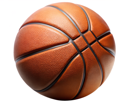 A textured orange basketball, ready for a game, isolated on transparent background