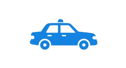 Fototapeta premium Blue Taxi Icon: Simple, Clean, Modern Transportation Symbol on White Background