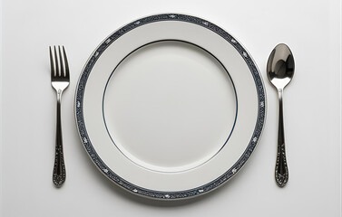 Empty round dinner plate isolated on white background - 1