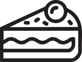 Cake Slice Icon Vector Illustration For Dessert Sweet Food Pastry Celebration Bakery Birthday Chocolate Cream Symbol Design