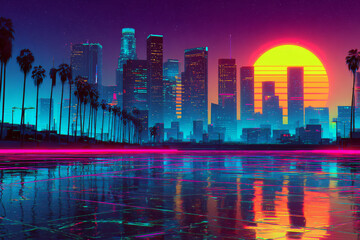 Neon Synthwave City Fusion Retro‑Future in Vivid Dusk