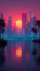 Neon Synthwave City Fusion Retro‑Future in Vivid Dusk, Aspect ratio 9:16