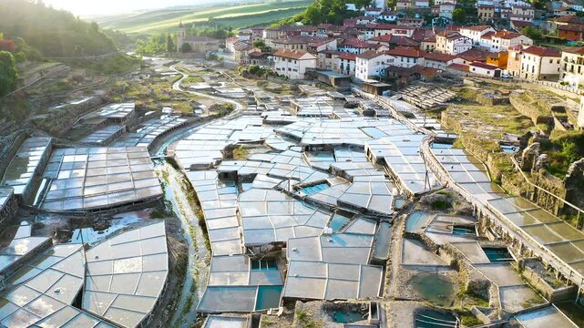 The salty valley of A&ntilde;ana, Spain, is an inland saline, which takes advantage of four salt water springs that flow from the surroundings, converging in this valley. 