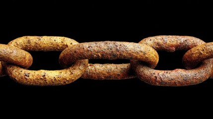 Fototapeta premium Close-up view of rusty metal chain links.
