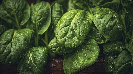 Obraz premium Fresh Organic Spinach Harvest on Farm - Food Photography