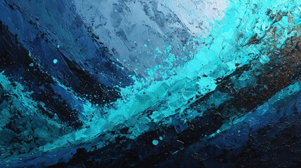 Abstract Blue Cyan Splashes Digital Art Background