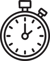 Obraz premium Minimalist Stopwatch Icon Symbolizing Time Measurement Sports Timer Clock Outline Illustration for Fitness Accuracy and Deadline Concept
