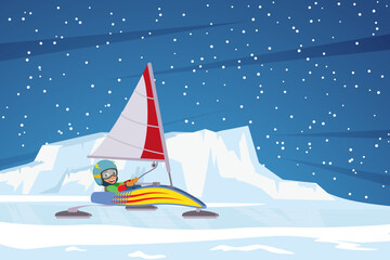 Ice Sailing Adventure on Frozen Lake