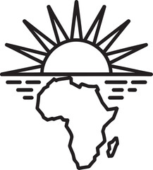 Africa Continent Vector Illustration with Rising Sun Symbolizing New Beginnings and Hopeful Future