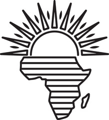 Africa Continent with Rising Sun Icon Vector Illustration Hope and New Beginnings