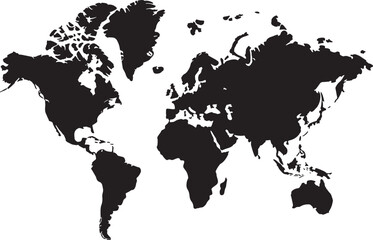 Detailed World Map Silhouette Vector Illustration for Geography Education and Global Awareness Projects