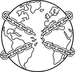 Earth Globe Chain Broken Vector Illustration Background Design Template Isolated