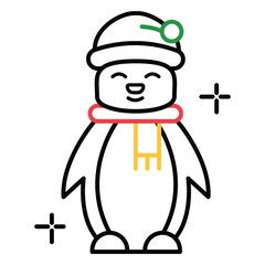 Winter Penguin Character Vector Illustration Icon for Seasonal and Arctic Use