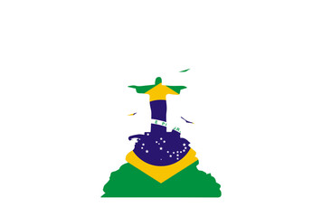 rio de janeiro cristo redentor with flag of brazil