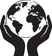 Symbolic Silhouette of Hands Holding the Earth Globe on a Transparent Background Design