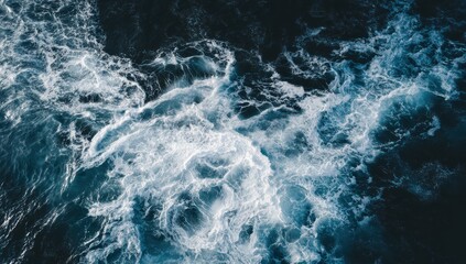 Obraz premium rough ocean waves, drone photograph, dark blue water