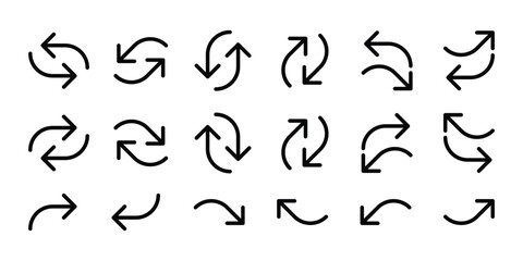 Collection of Bold Black Curved and Straight Arrows, Modern UI Design Elements, Web and App Interface Icons.