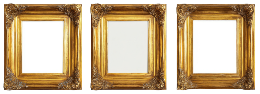 Three gold picture frames (3)