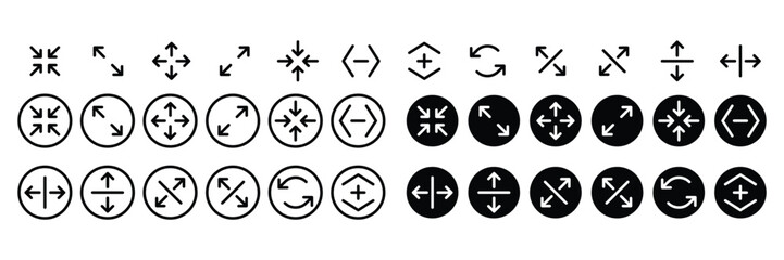 Directional Arrow Icons: Modern Minimalist Black and White, Zoom, Design Icon