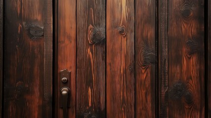 Dark brown wooden door with rich natural wood grain texture and organic beauty.