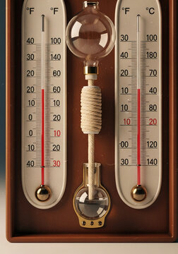 model of a vintage psychrometer with wet bulb