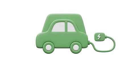 Cute Cartoon Electric Car Charging, Playful 3D Model