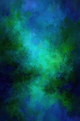 Obraz premium Abstract Painting With Vibrant Teal And Green Colors