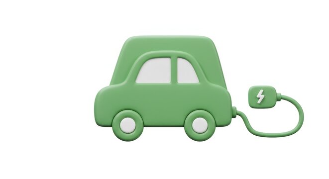 Cute Cartoon Electric Car Charging, Playful 3D Model