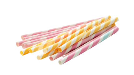 colorful straws on a white background