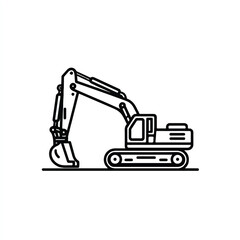 Excavator Line Art Illustration Construction Equipment Heavy Machinery Vector Graphic Design Construction Site Icon Minimalist Style