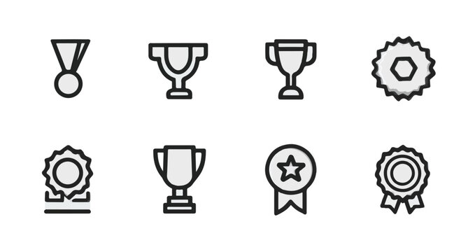 Illustration of various awards and achievements in vector format representing success and recognition of milestones and victories