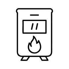 Pellet stove with flame illustration in minimalist design  