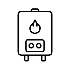 Gas boiler with flame symbol and control knobs in outline style  
