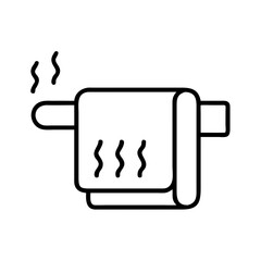 Heated towel hanging on a rack with steam rising  