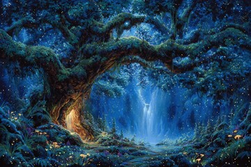 Obraz premium Glowing Enchanted Forest At Night