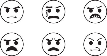 A set of funny cartoon faces and a funny easter egg with various expressions and emotions
