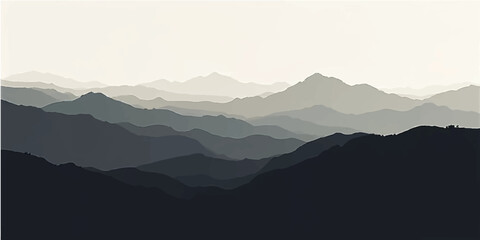 Sunrise mist rolling through a majestic mountain landscape © Ashraful