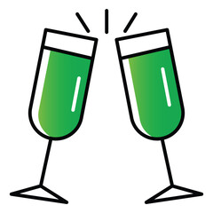 Elegant Champagne Bottle and Glass Celebration Vector Icon Design Illustration