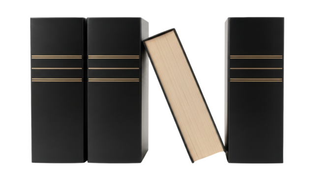 Isolated Stack of Black Books